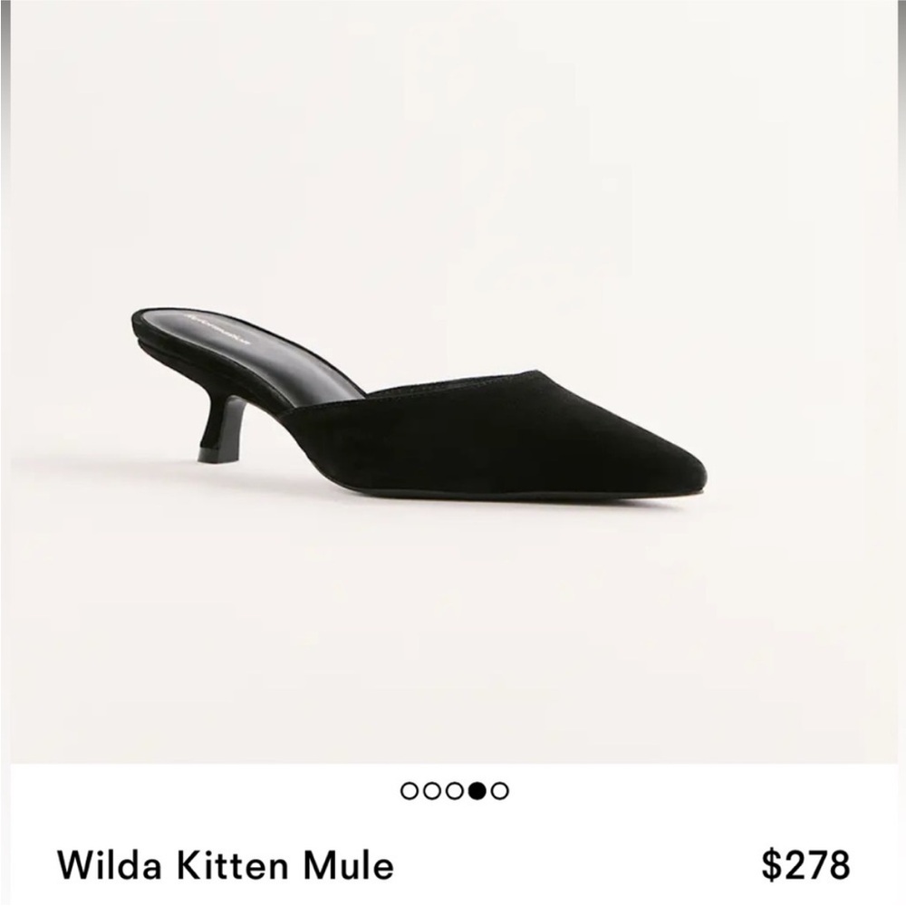 Reformation Black Suede Wilda Kitten Mule - Picture 3 of 9